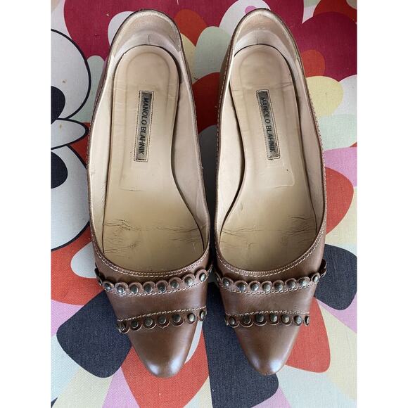 MANOLO BLAHNIK Leather Flats Made in Italy shoes 8-8.5 SEE PHOTOS measurements - Picture 3 of 13